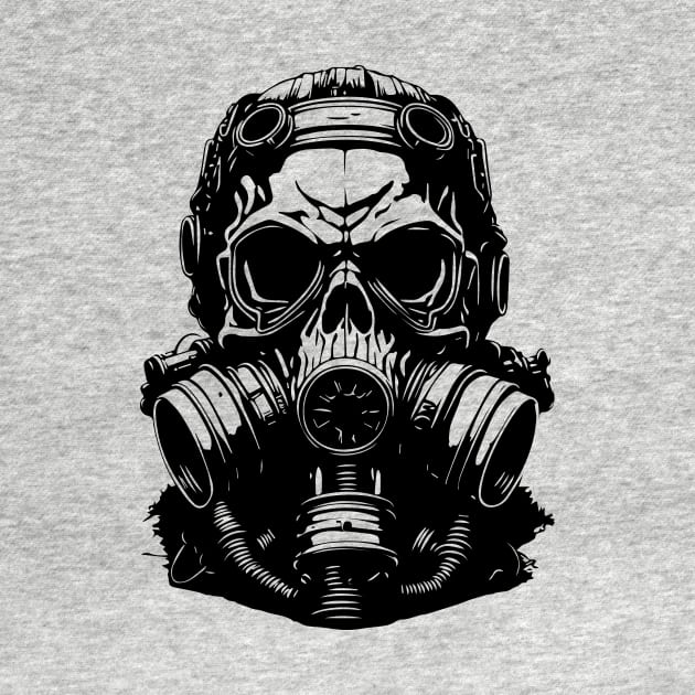 skull with a gasmask by lkn